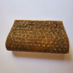 Vintage retro gold beaded sequin clutch purse bag 20s Gatsby style